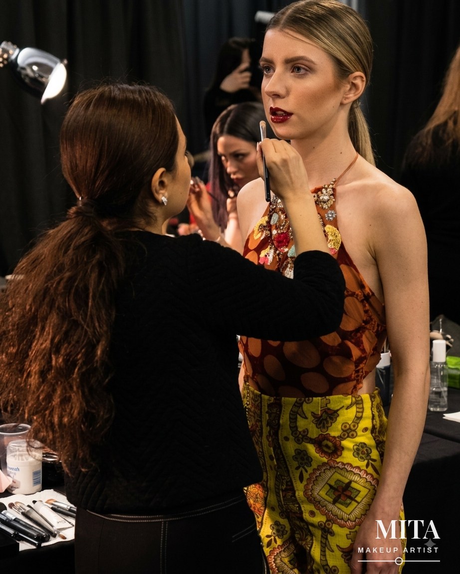 Mita, makeup artist, at work
